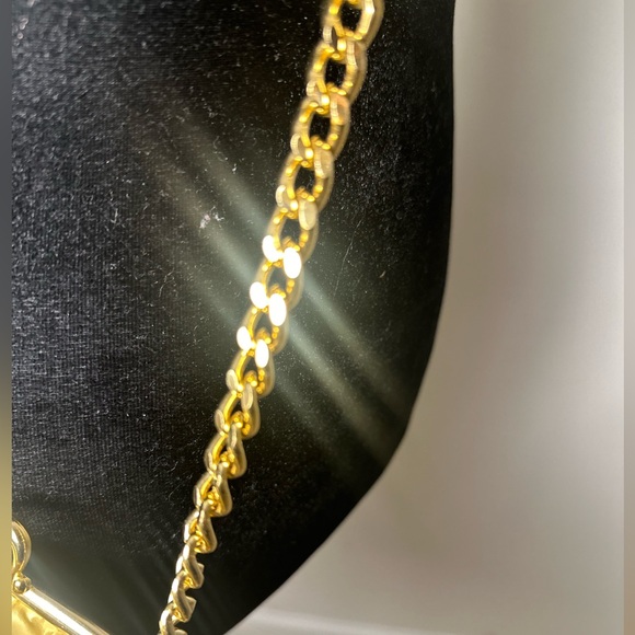 ACCESSORY PLACE Women’s Italian Black Fabric Crossbody Clutch w/Gold Chain Bag - Picture 7 of 12